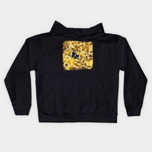 Dare to be Different - Black Butterfly on Golden Yellow Butterflies Kids Hoodie